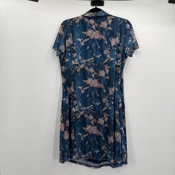 Urban Outfitters Dress Womens Large Tie Dye Short Sleeve Collared Wrap Mesh - Picture 4 of 10